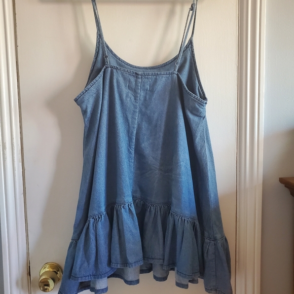 One Teaspoon Pinkie Denim mini Dress ruffle hem Size S Boho grunge Indie Sleeze - Picture 6 of 13